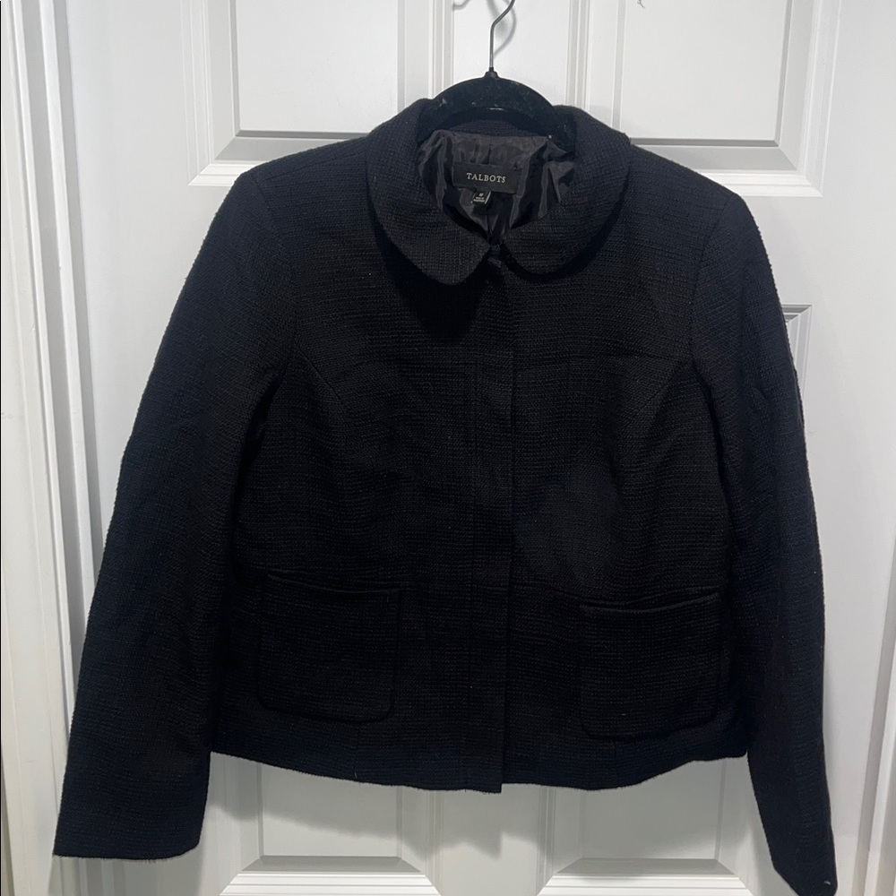 NWT Talbots Jackie black zip up collar blazer jacket boucle texture fully lined - Picture 2 of 7